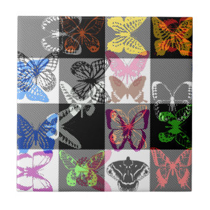 Colorido Design Xadrez Plaid Borboleta