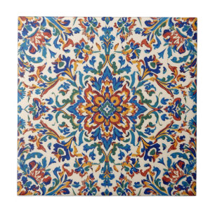 Colorido Iznik Persa Turco Reprodução Pintada à Mã