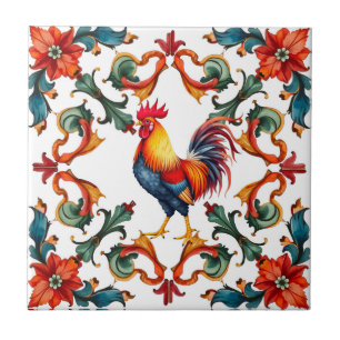 Colorido,Mediterrâneo,mosaico,galo,pássaro,