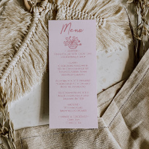 Colorido Menu de Casamento Floral Desenhado à Mão