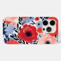 Colorido Moderno Floral Aquarela Vermelho Branco A