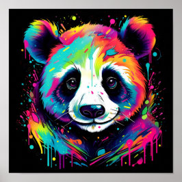 colorido neon panda bear impressão de arte digital
