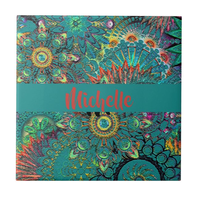 Colorido Padrão Boheminan Boho Hippie Retro (Frente)