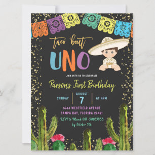 Colorido Taco Sobre Convite De Aniversário De Uno