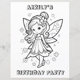 Coloring book fairy birthday party activity page 