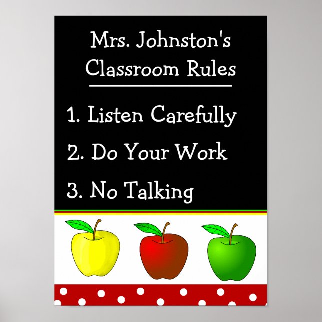 Colorir Apple School Classroom Rules Poster (Frente)