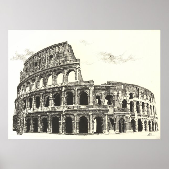 Colosseum - Impressão de Belas Artes de Óculos Cru (Frente)