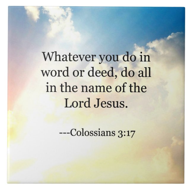 Colossiana 3:17, Escritura da Bíblia Cristã (Frente)