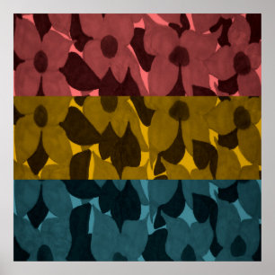 Colour Block Flowers Art Poster Impressão