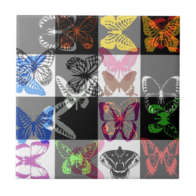 Colourful Butterfly Plaid Tartan Check Design  (Frente)
