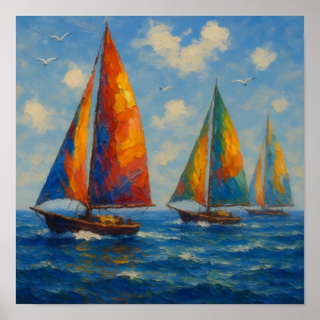 Colourful Sailing yachts Poster (Frente)