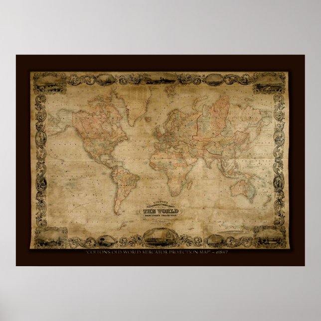 Coltons Old World Map (c 1847) Art Poster (Frente)