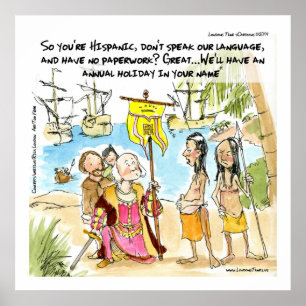 Columbus Imigra Para A América Poster Engraçado