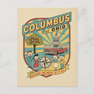 Columbus, Ohio Retro Cartão Postal de Viagem dos A