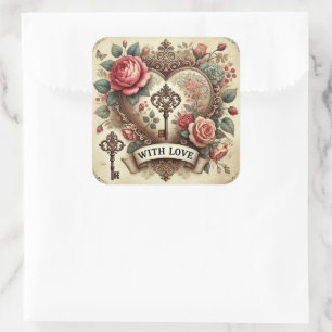 “Com Amor” Adesivos Românticos Vintage