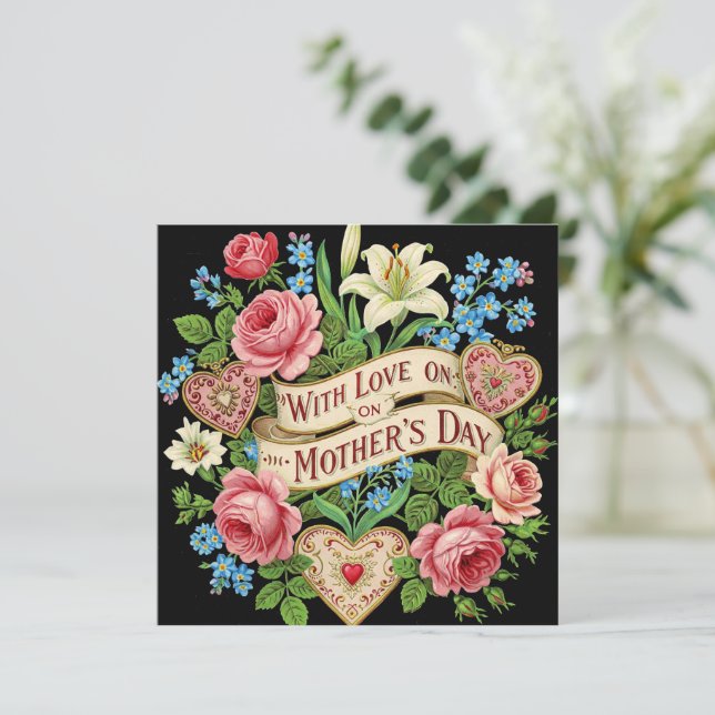 Com Amor no Dia das Mães, cartão de saudação (Em pé/Frente)
