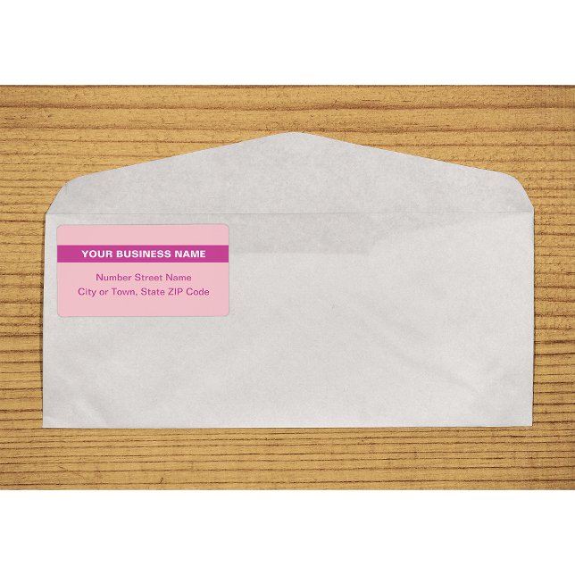Com base em texto com etiqueta de envio rosa desta (Plain text pink shipping label with your highlighted business name on envelope)