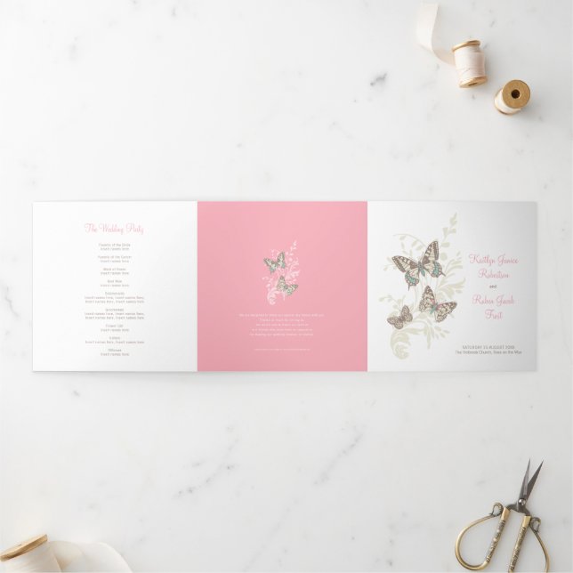 Com Borda Tripla Borboletas cor-de-rosa e marrom do programa de ren (Fora)