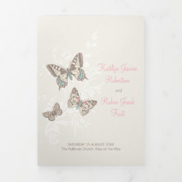 Com Borda Tripla Borboletas cor-de-rosa marrom do programa de renov