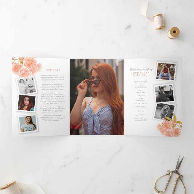 Com Borda Tripla Foto florescente do programa de serviço funerário (Dentro)