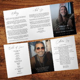 Com Borda Tripla Programa de Funeral Trifold de Foto Elegante Moder