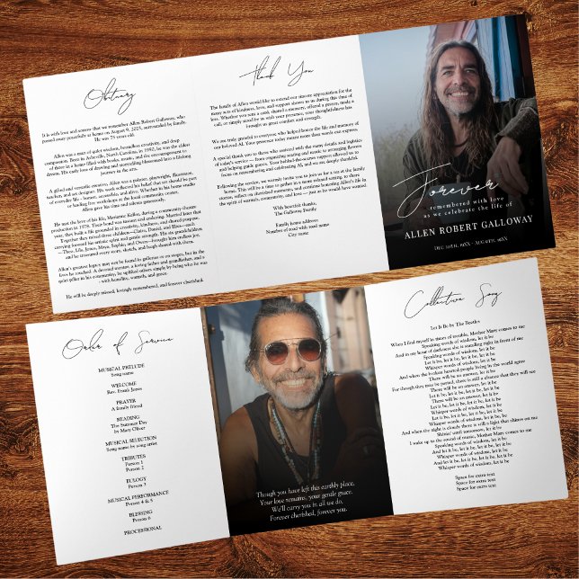 Com Borda Tripla Programa de Funeral Trifold de Foto Elegante Moder (Criador carregado)