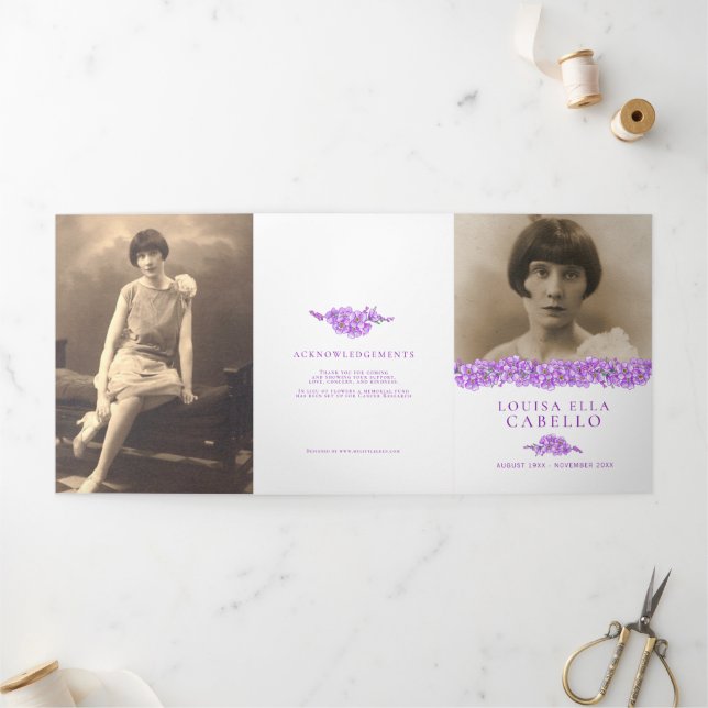 Com Borda Tripla Programa de serviços funerários, roxo, esqueço-me, (Fora)