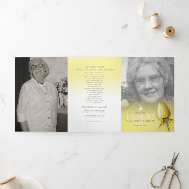 Com Borda Tripla Programa funerário Ordem de serviço amarelo rosa (Fora)