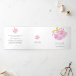 Com Borda Tripla Programa Tri-Fold, cor-de-água, floração de cereja
