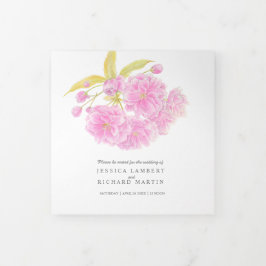 Com Borda Tripla Programa Tri-Fold, cor-de-água, floração de cereja