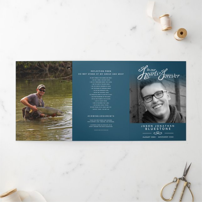 Com Borda Tripla Serviço de programa funerário em nossos corações a (Fora)