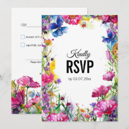 💍 com cartão RSVP de Blooms de Meadow Blooms de C