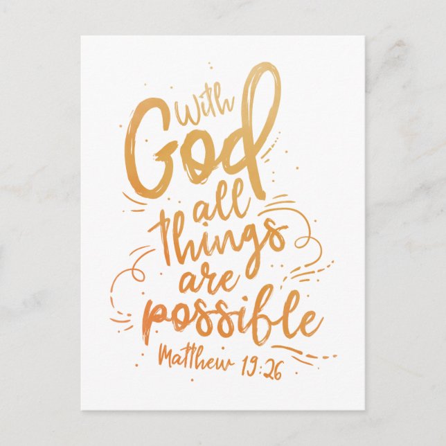Com Deus todas as coisas são possíveis Cartão post (Frente)