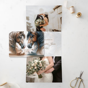 Com Dobra Tripla Anúncio de casamento de adição de fotos em três ve