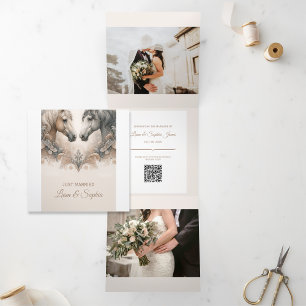 Com Dobra Tripla Anúncio especial de casamento de adição de fotos e