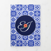 Azulejo mexicano Marigolds Convite Triplo para Cas