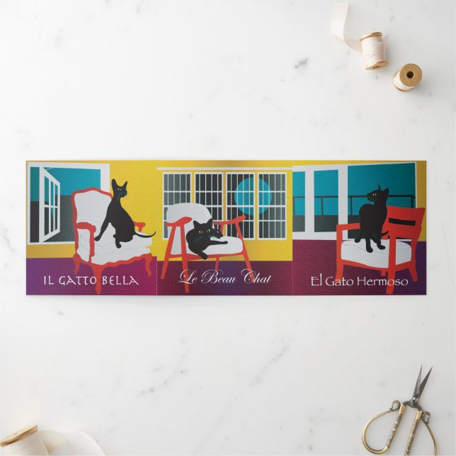 Com Dobra Tripla Bella Cat 1-3 - Cartão triplo (Fora)