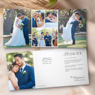 Com Dobra Tripla Cartão de Agradecimento de Foto de Casamento 6 Fot
