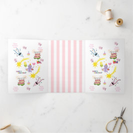 Com Dobra Tripla Cartão Tri-Fold Cakecupake de Aniversário do Polvo