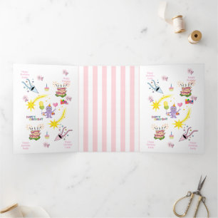 Com Dobra Tripla Cartão Tri-Fold Cakecupake de Aniversário do Polvo