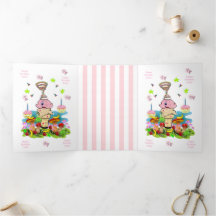 Cartão Tri-Fold FUN Rosa de Aniversário