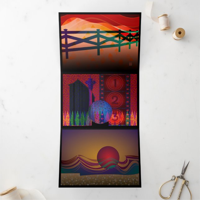 Com Dobra Tripla Cartão Triplo Céu Vermelho (Dentro)