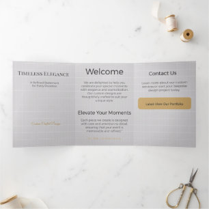 Com Dobra Tripla Cartão Triptico Design Minimalista Elegante Neutro