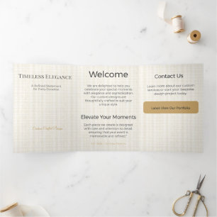 Com Dobra Tripla Cartão Triptico Design Minimalista Elegante Neutro
