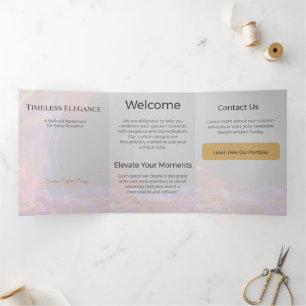 Com Dobra Tripla Cartão Triptico Design Minimalista Elegante Neutro