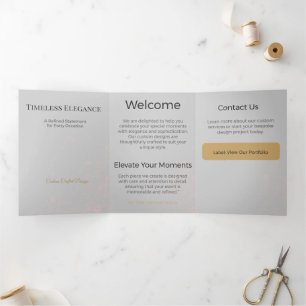 Com Dobra Tripla Cartão Triptico Design Minimalista Elegante Neutro