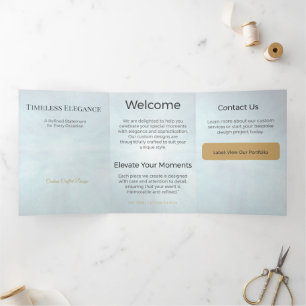 Com Dobra Tripla Cartão Triptico Design Minimalista Elegante Neutro