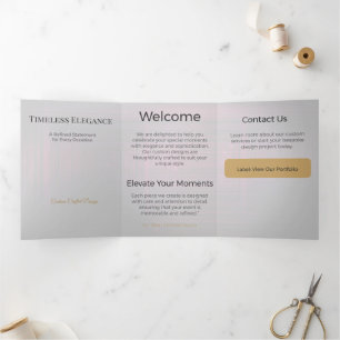 Com Dobra Tripla Cartão Triptico Design Minimalista Elegante Neutro