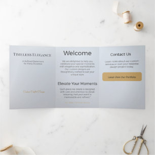 Com Dobra Tripla Cartão Triptico Design Minimalista Elegante Neutro