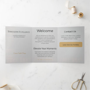 Com Dobra Tripla Cartão Triptico Design Minimalista Elegante Neutro